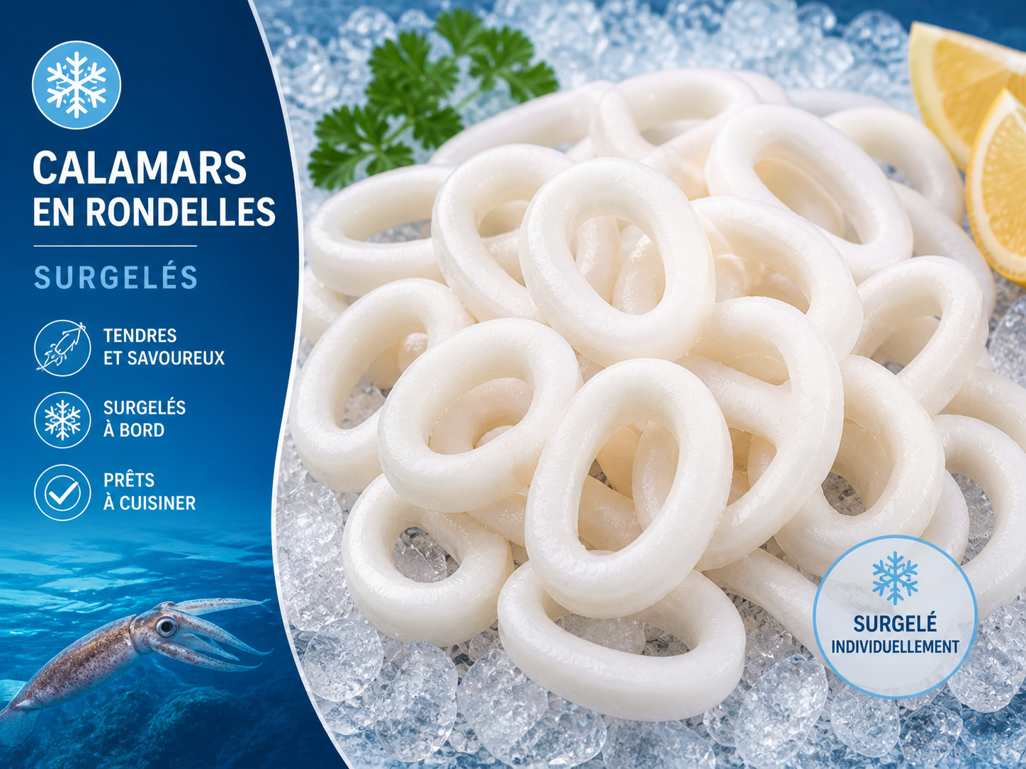 Calamars en rondelles surgelés