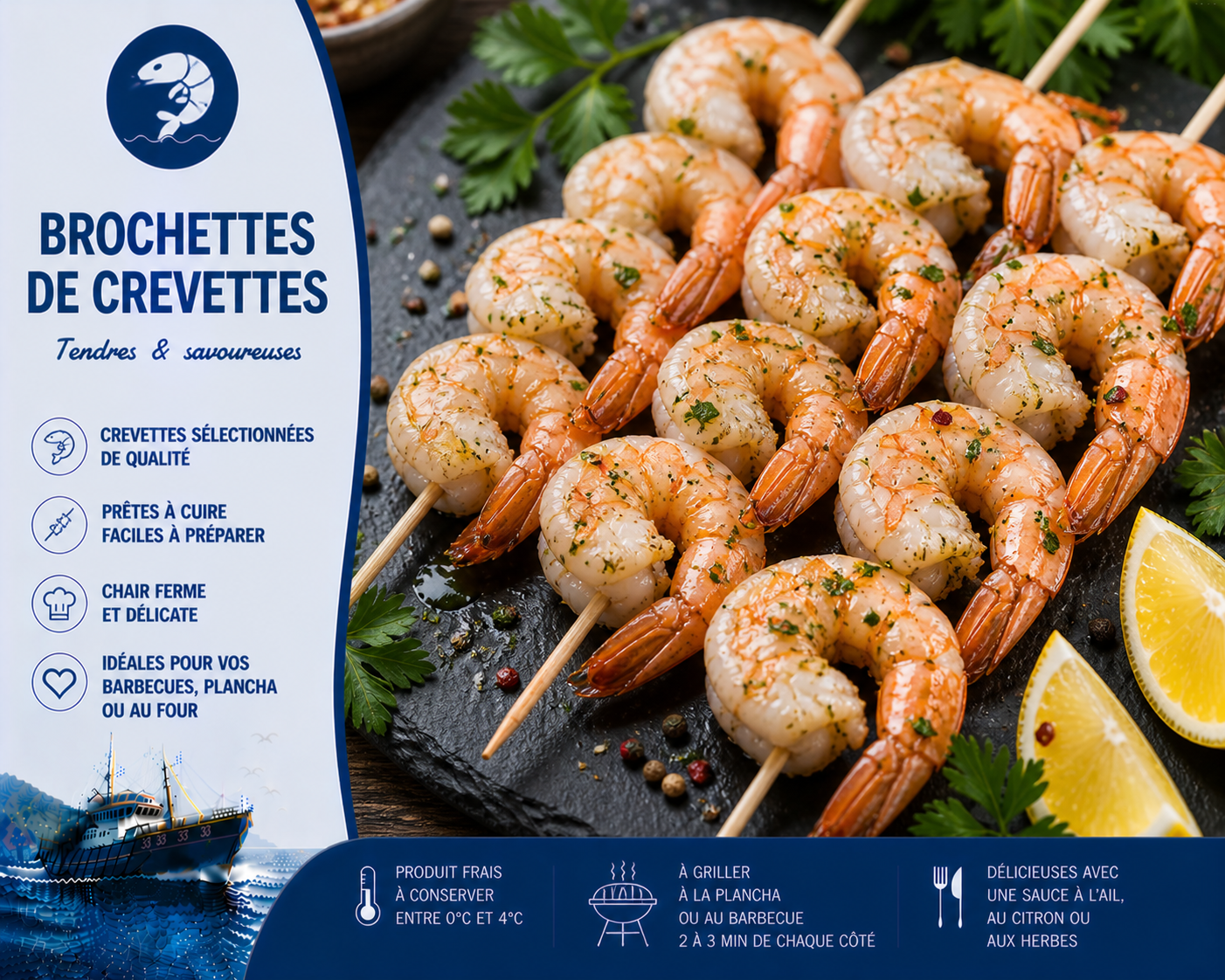 Brochettes de crevettes